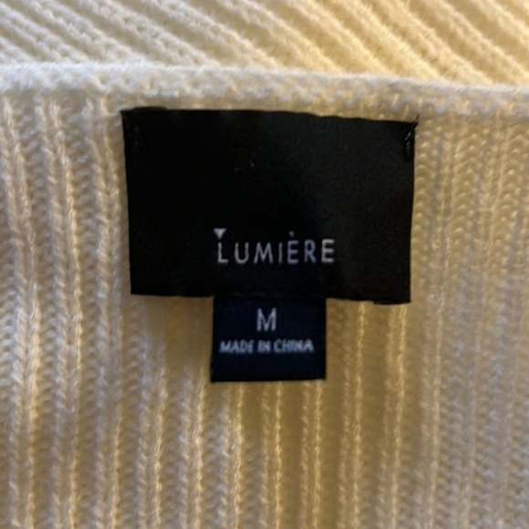 Lumiere Sweater Womens Medium Cream Chunky Knit Casual Preppy Neutral Minimalist - Picture 5 of 6